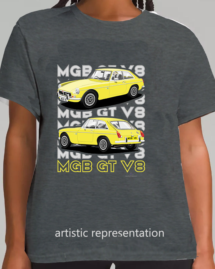 MG B GT V8 in Yellow T Shirt