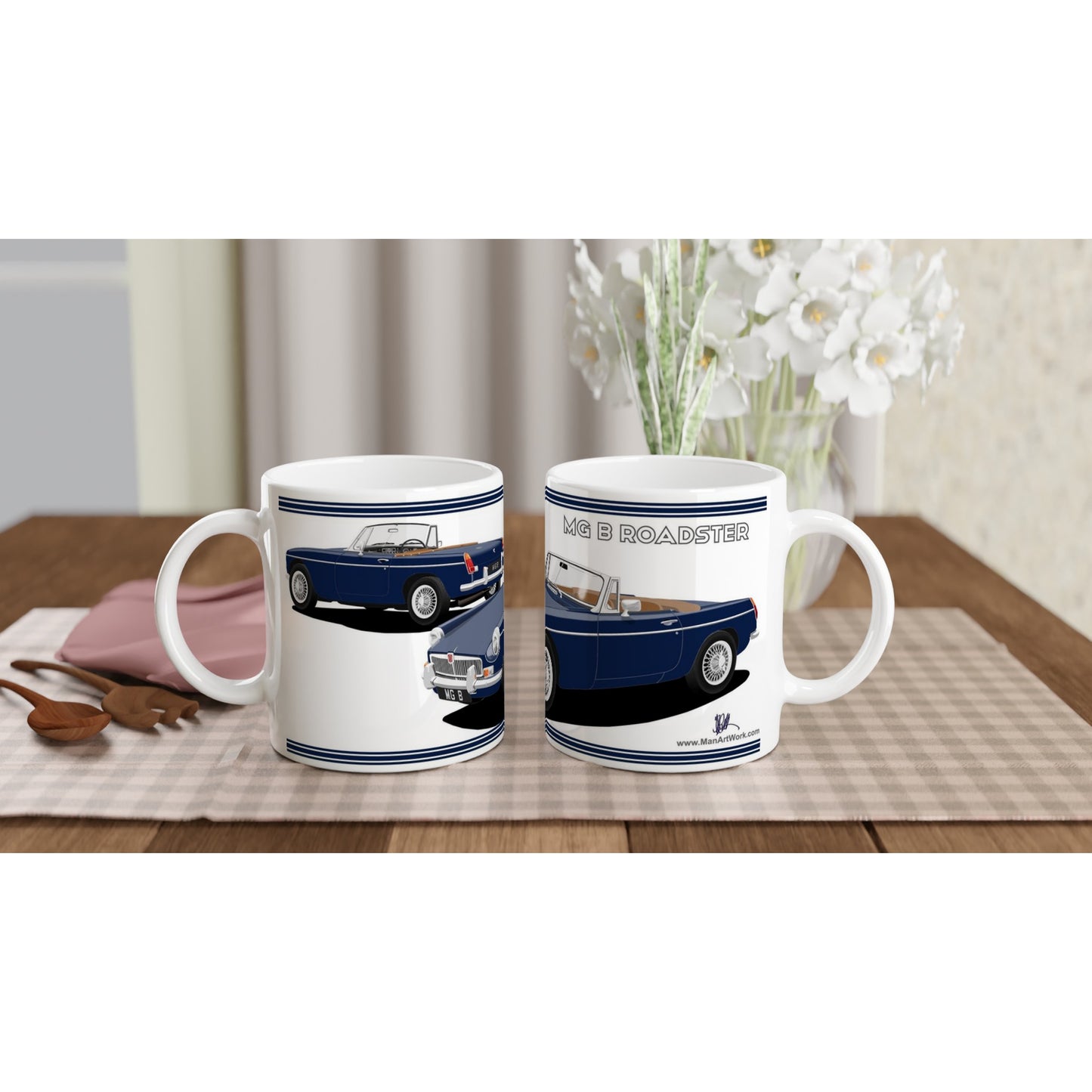 MG B Roadster Mk1 in Dark Blue Art Mug
