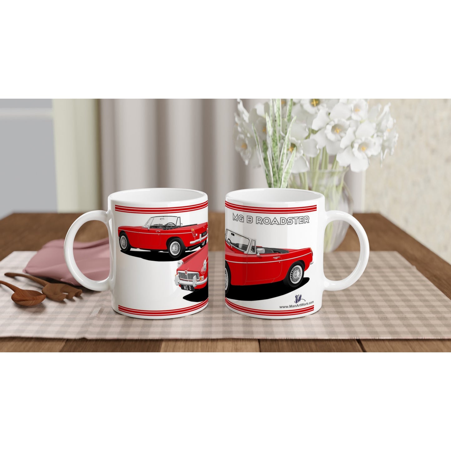 MG B Roadster Mk1 in Red Art Mug