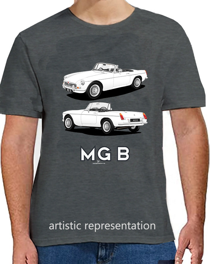 MG B Roadster Mk1 in White & Black Art T Shirt