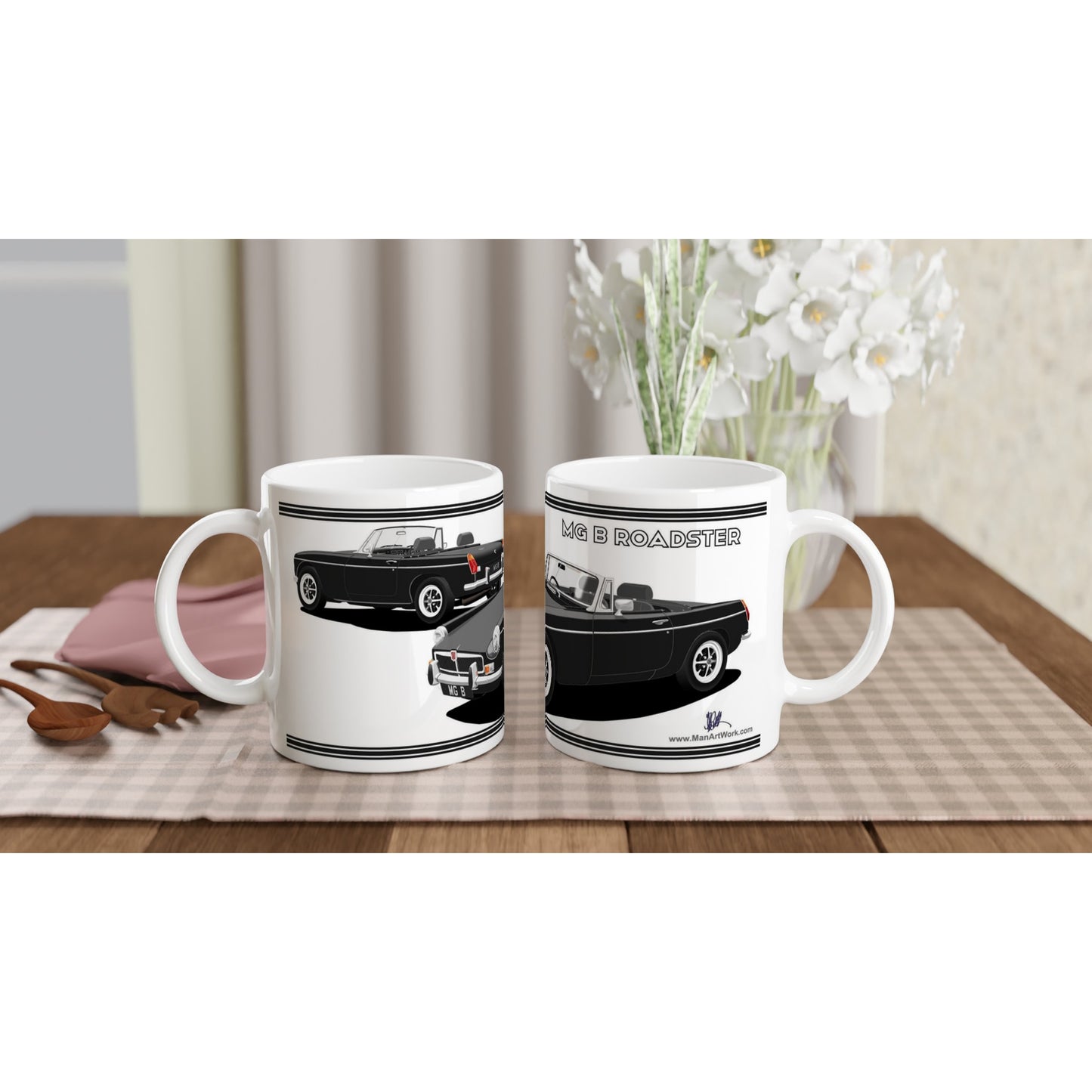 MG B Roadster Mk3 in Black Art Mug
