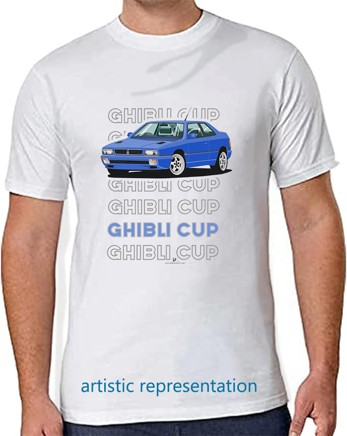 Maserati Ghibli Cup in Blue T Shirt (Words)