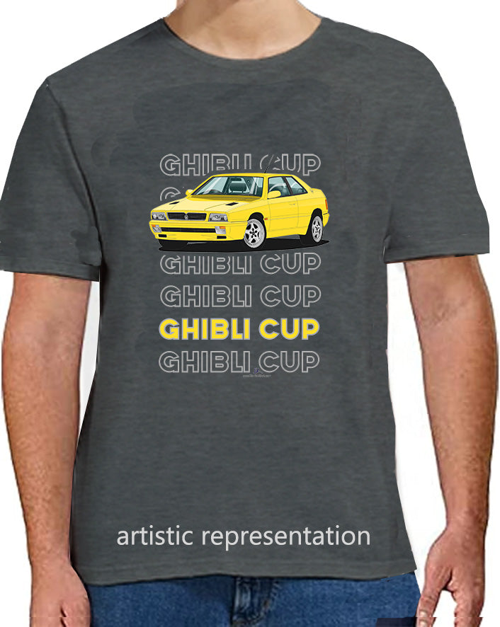 Maserati Ghibli Cup in Yellow T Shirt (Words)
