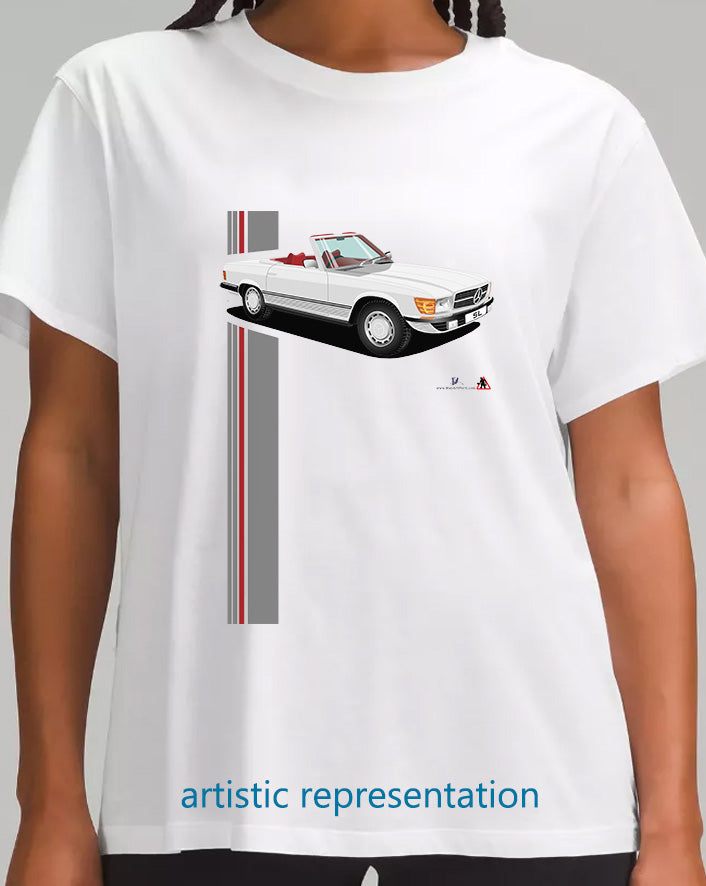 Mercedes SL (R107) in Silver and Red T Shirt