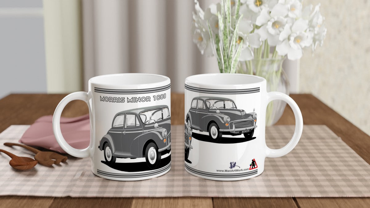 Morris Minor 2 Door Gray Car Mug