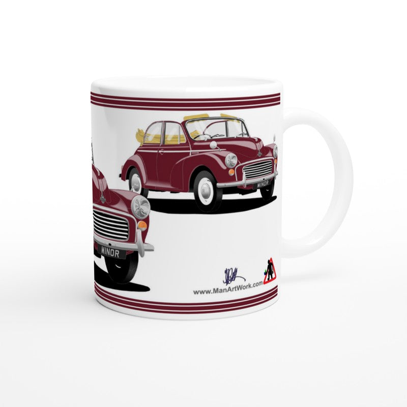 Morris Minor Convertible in Maroon Art Mug