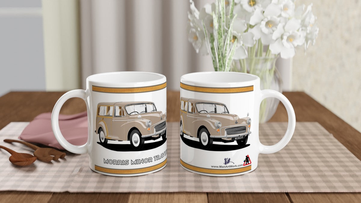 Morris Minor Traveller in Beige Art Mug