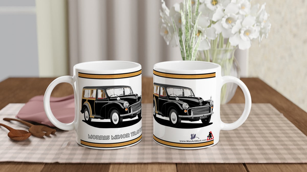 Morris Minor Traveller in Black Art Mug