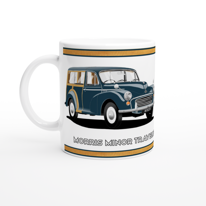 Morris Minor Traveller in Dark Blue Art Mug