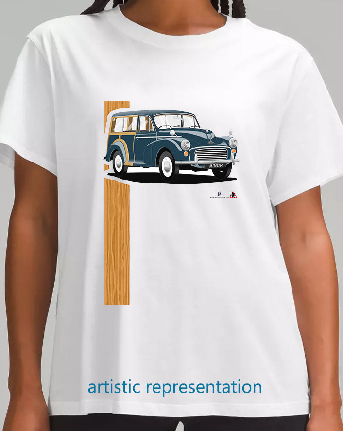 Morris Minor Traveller in Blue T Shirt