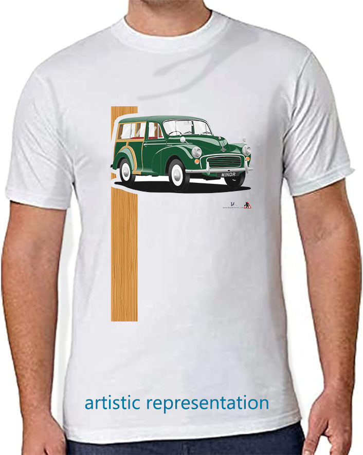 Morris Minor Traveller in Dark Green T Shirt
