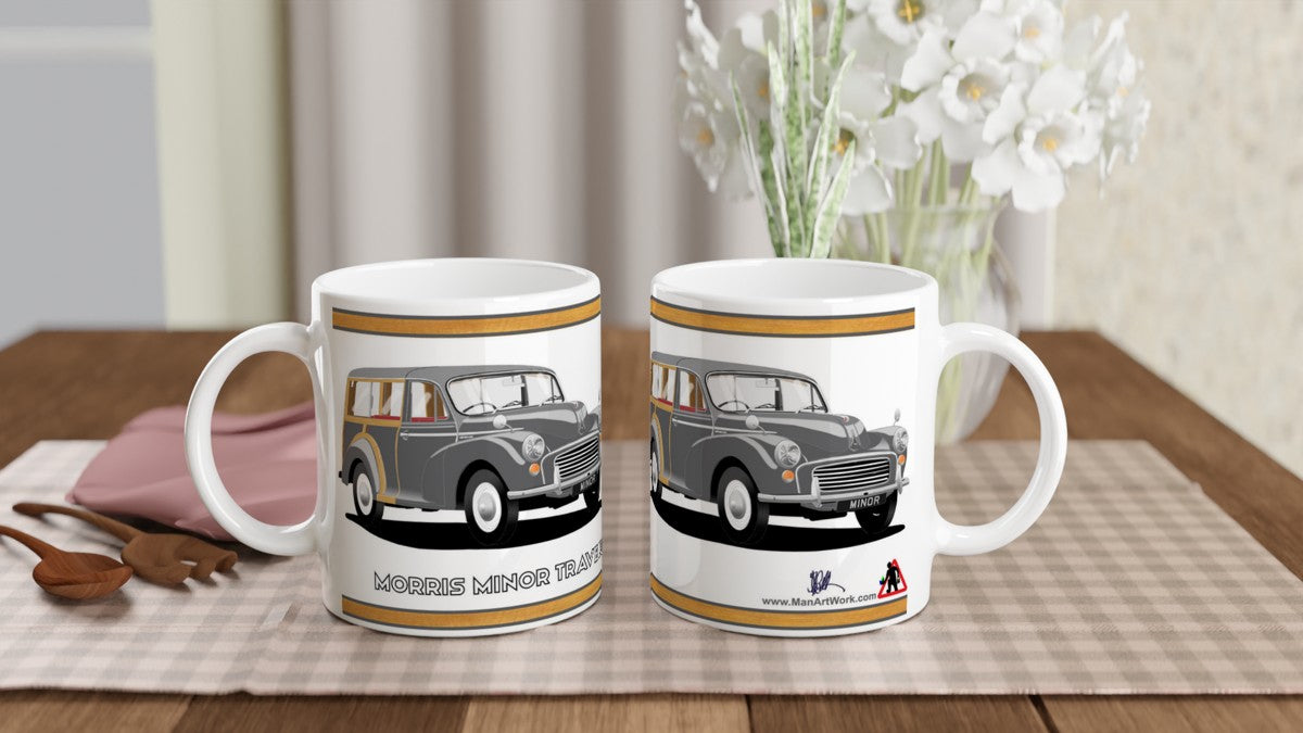 Morris Minor Traveller in Gray Art Mug