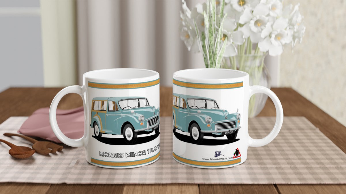Morris Minor Traveller in Light Blue Art Mug