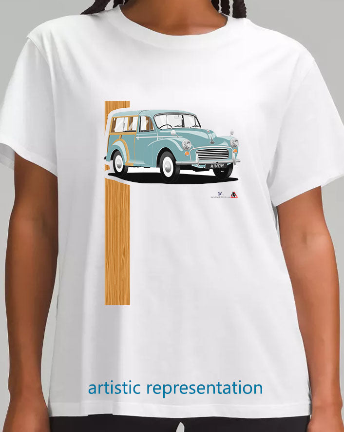 Morris Minor Traveller in Light Blue T Shirt