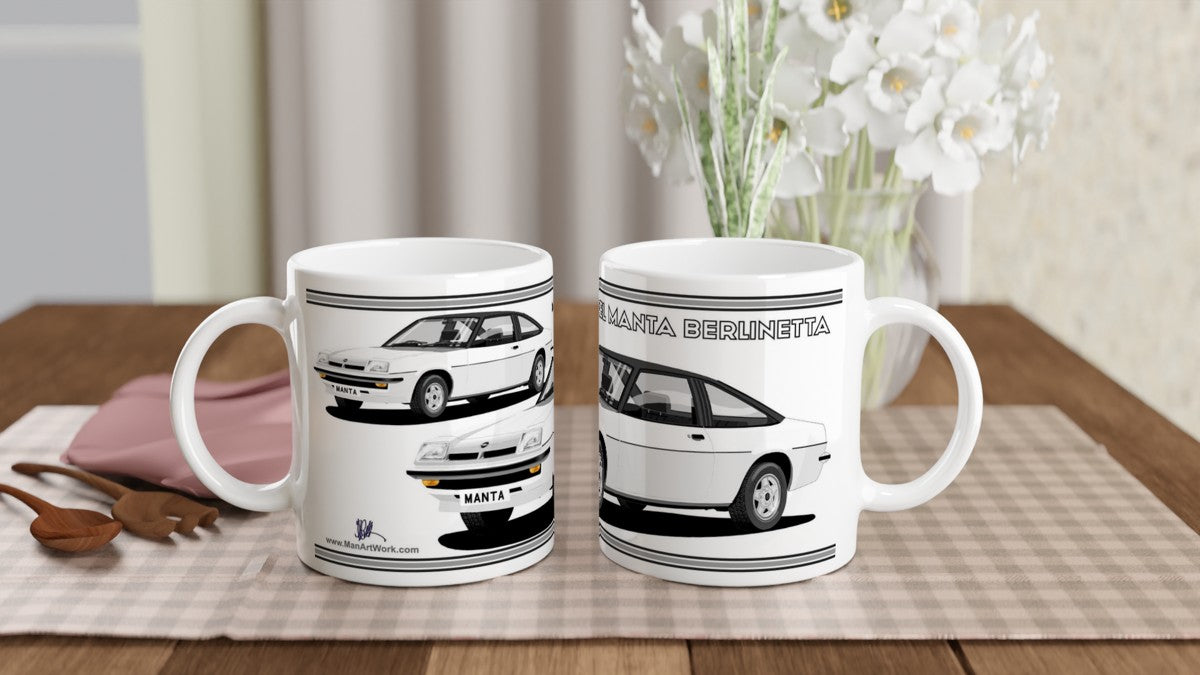 Opel Manta B Coupe Berlinetta in White Art Mug