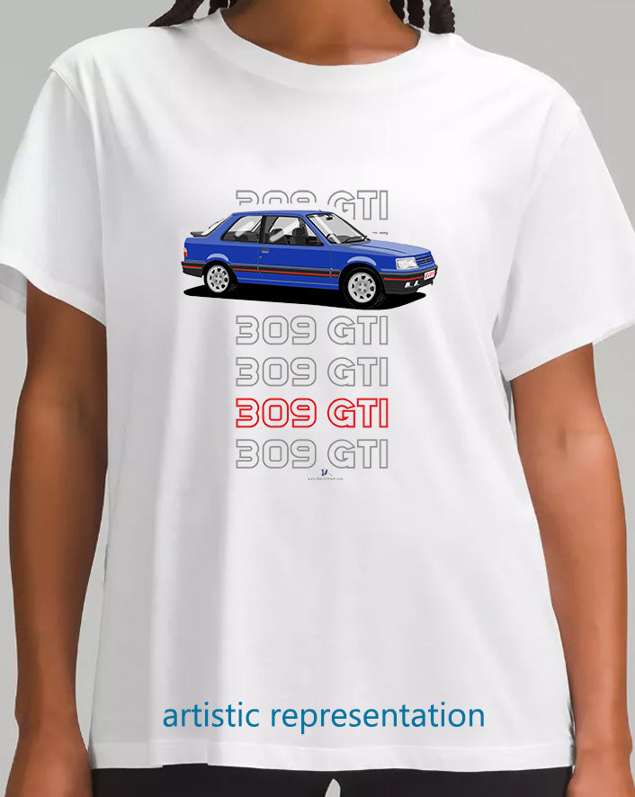 Peugeot 309 GTi in Blue T Shirt