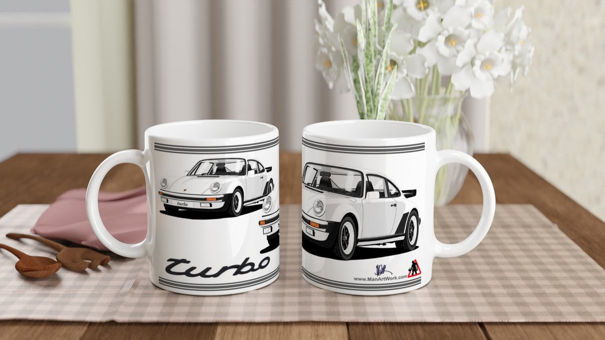Porsche 911 Turbo (930) in White Art Mug