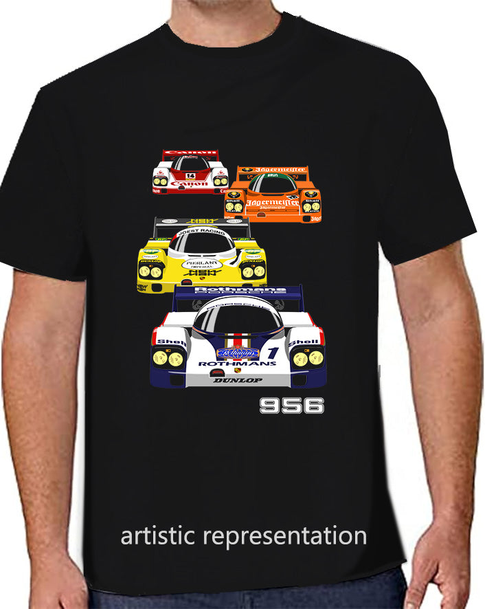 Porsche 956 Montage Motor Racing Art T Shirt