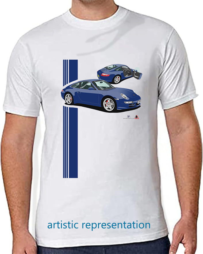 Porsche 997 (911) Carrera in Blue T Shirt