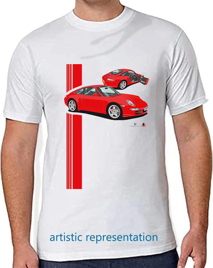 Porsche 997 (911) Carrera in Red T Shirt