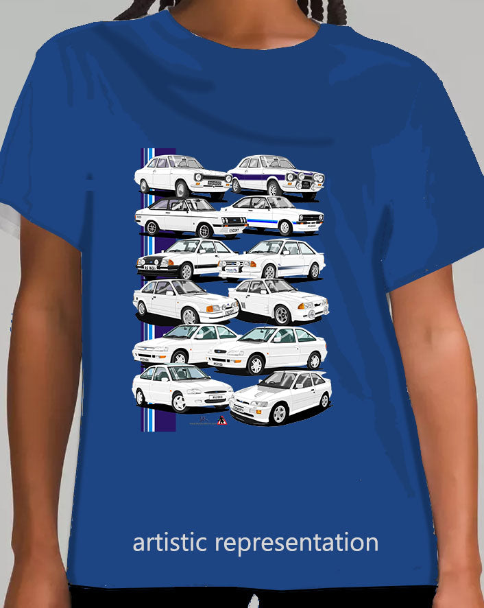 Ford Escort RS Art T Shirt on Blue