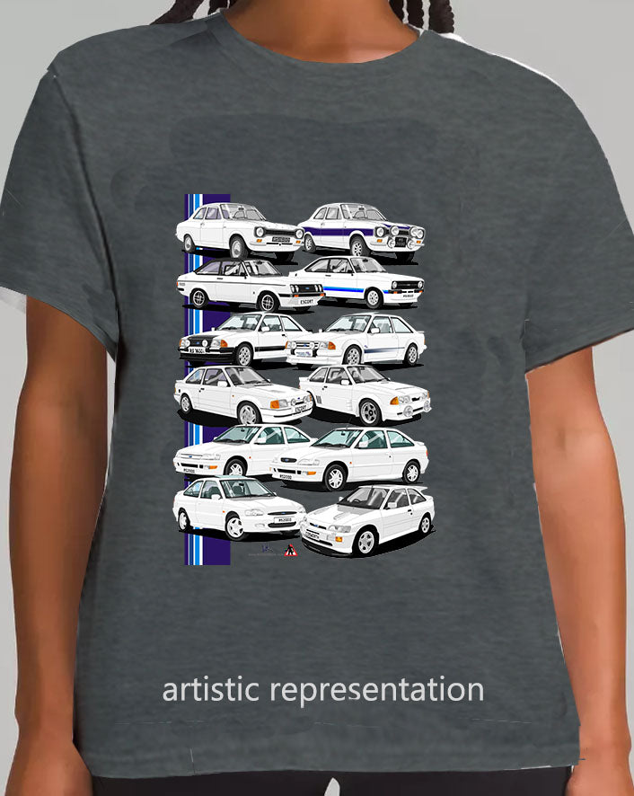 Ford Escort RS Art T Shirt on Gray