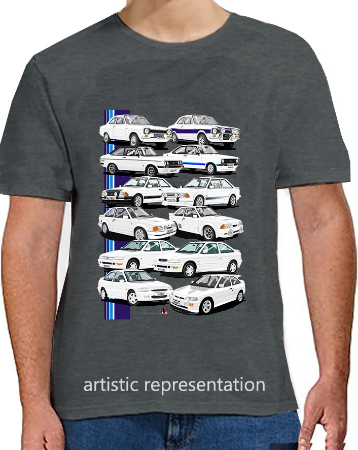 Ford Escort RS Art T Shirt on Gray