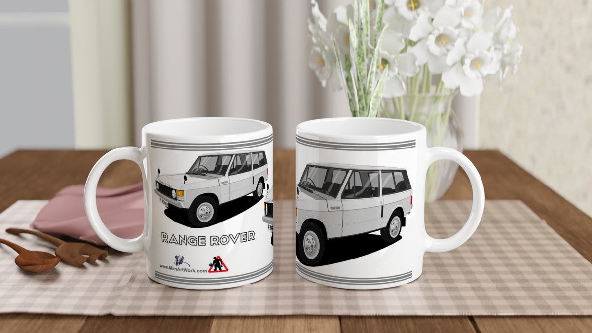 Range Rover 3 Door Silver Art Mug