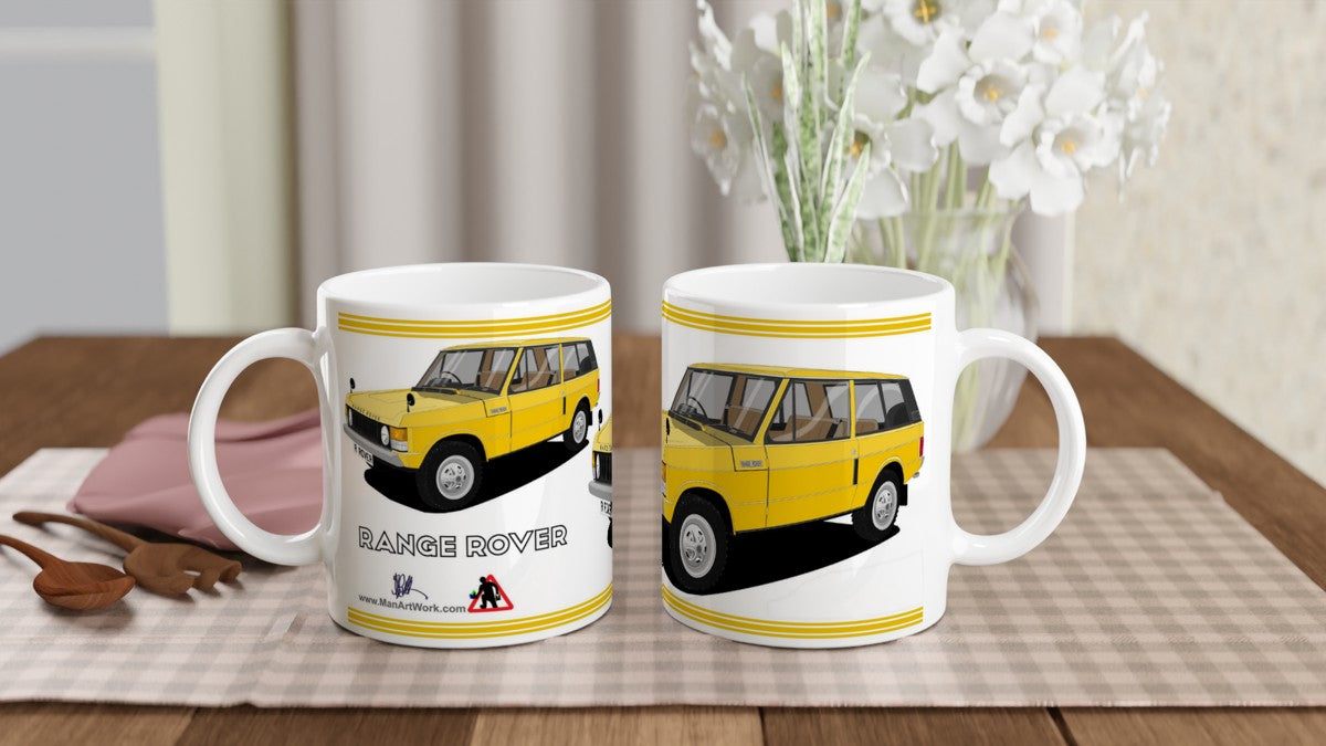Range Rover 3 Door Yellow Art Mug