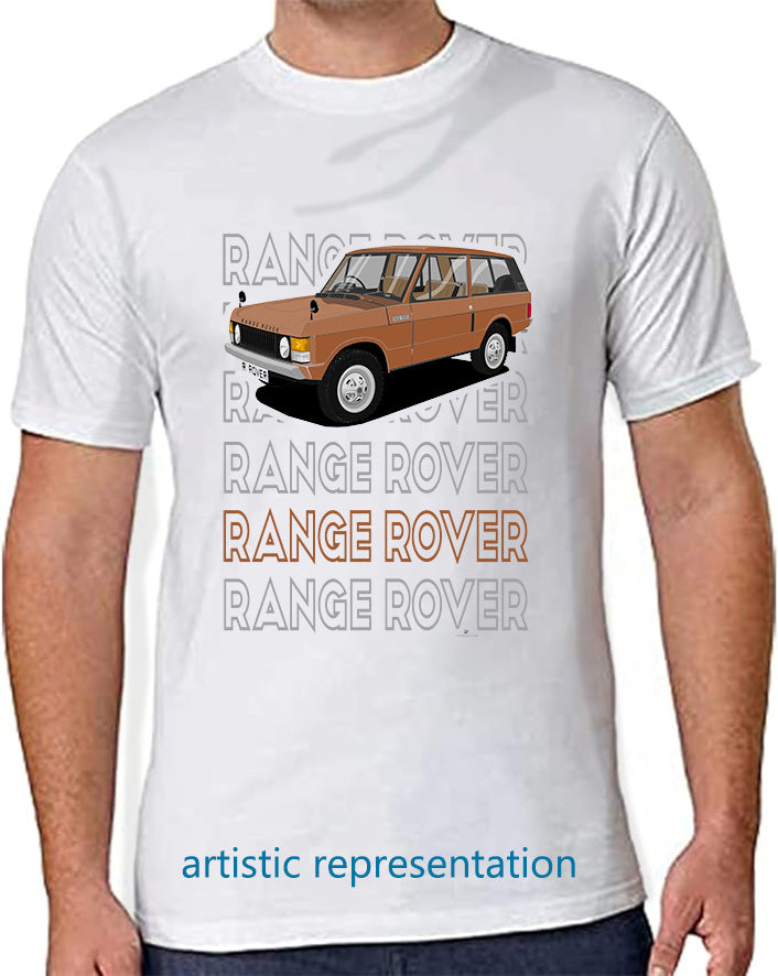 Range Rover Classic 3 Door in Brown Art T Shirt (Words)