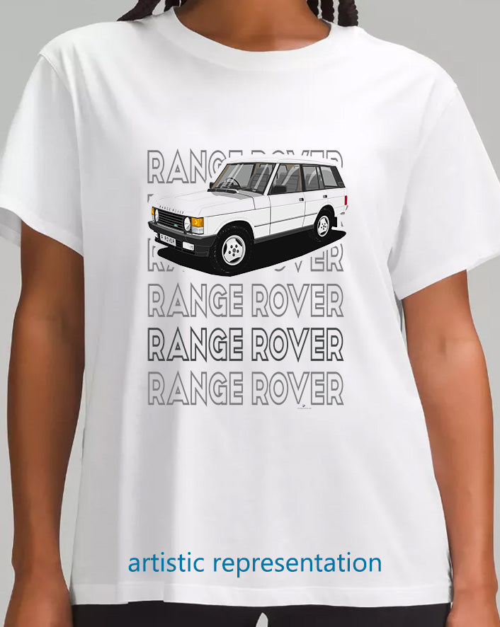 Range Rover Classic 5 Door facelift in White Art T Shirt (Words)