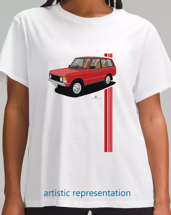 Range Rover Classic 5 Door in Red Art T Shirt (Stripes)