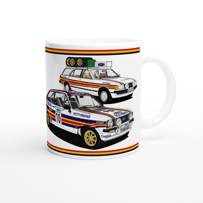 Rothmans Ford Escort Mk2 Rally Car Art Mug