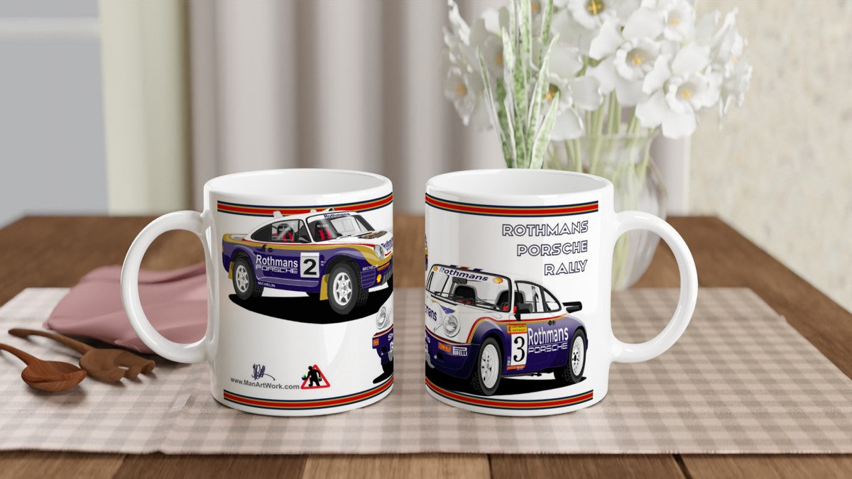 Rothmans Porsche 959 911 Rally Car Art Mug
