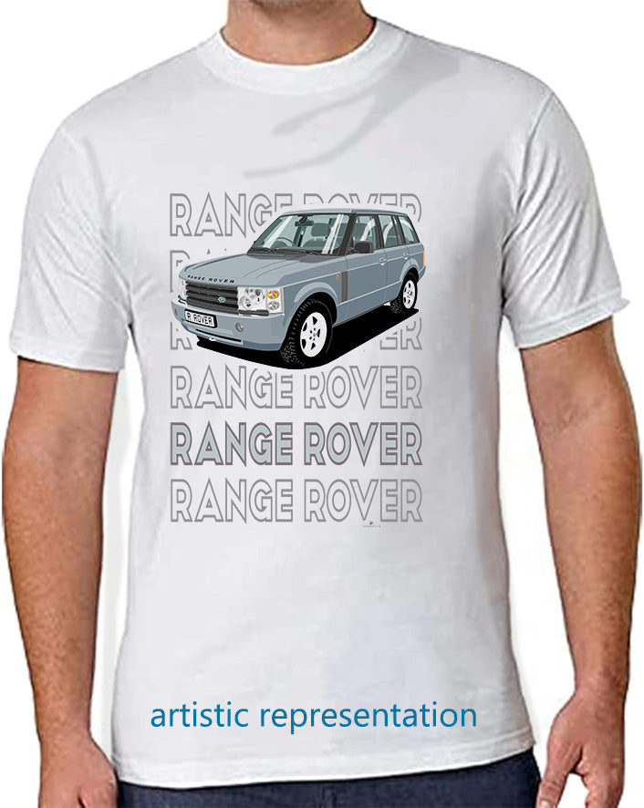 Range Rover Mk3 (L322) in Light-Blue (Words) Art T Shirt