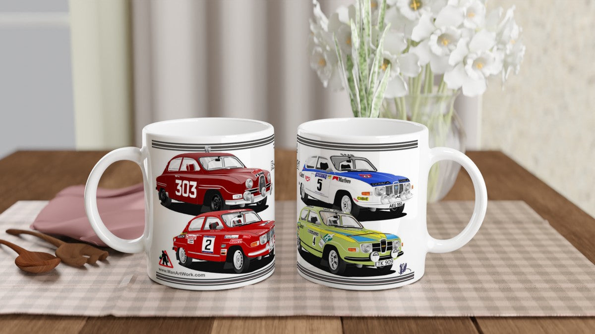Saab 96 V4 Rally Cars Art Mug