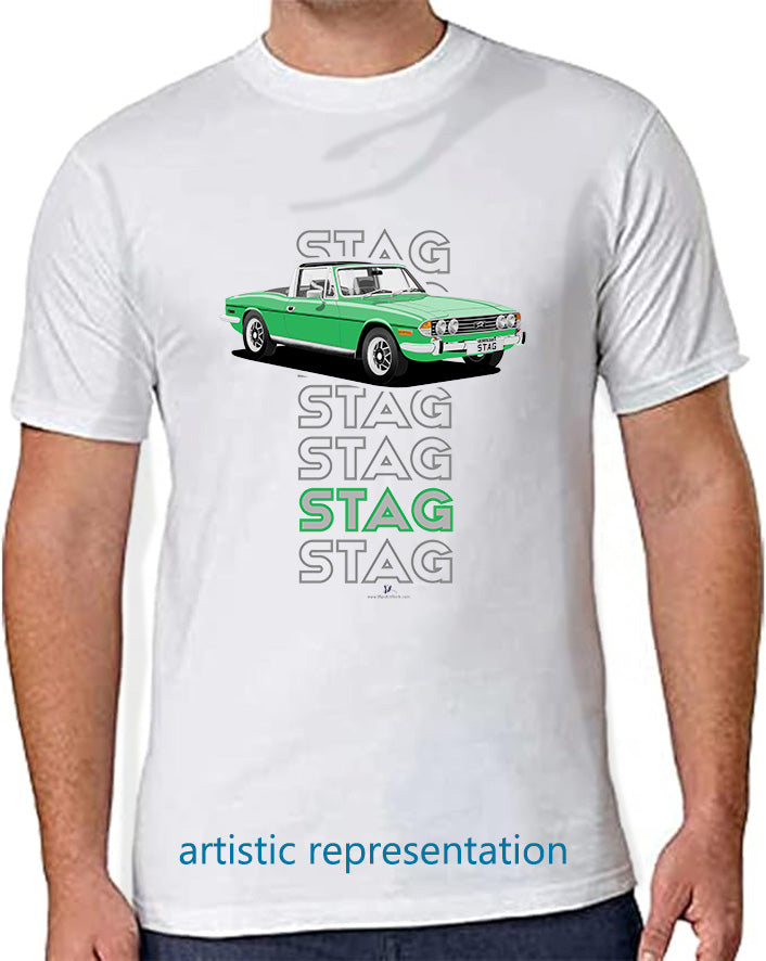 Triumph Stag in Java Green & Black Art T Shirt (Words)