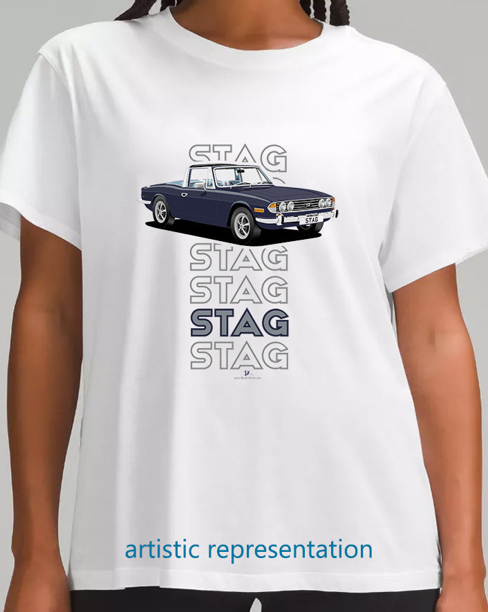 Triumph Stag in Royal Blue & Blue Art T Shirt (Words)