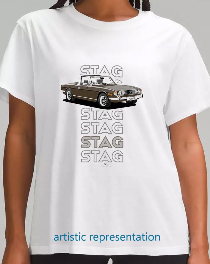 Triumph Stag in Sienna Brown & Black Art T Shirt (Words)