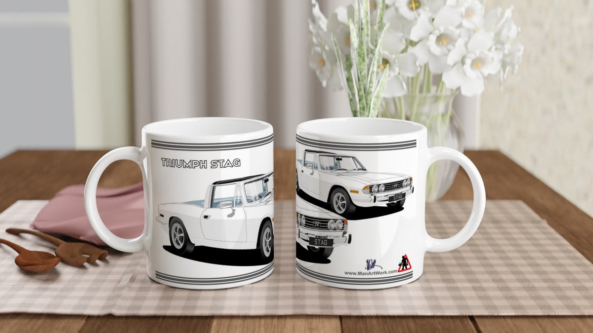 Triumph Stag White and Blue Car Mug