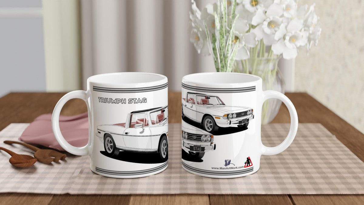 Triumph Stag White and Brown Car Mug