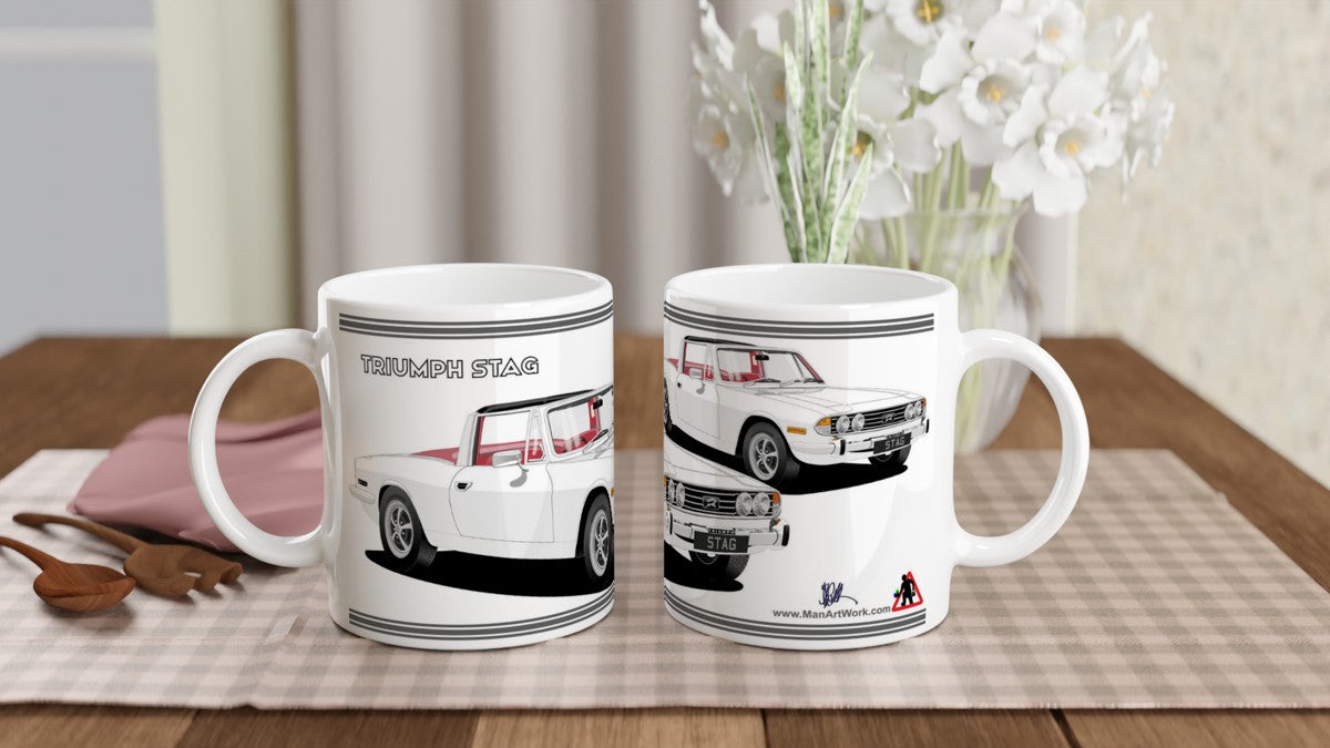 Triumph Stag White and Red Car Mug