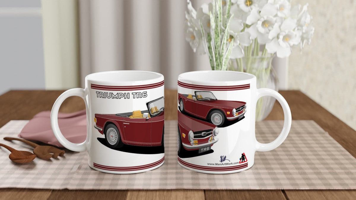 Triumph TR6 in Dark Red Art Mug