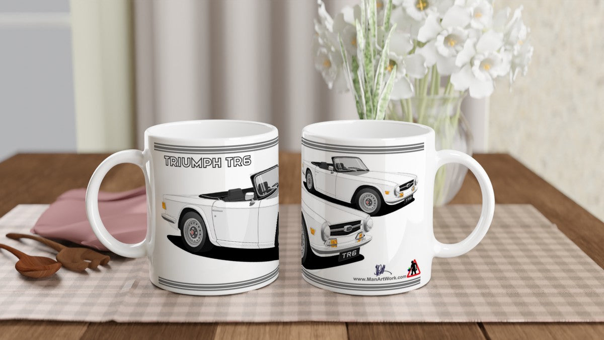 Triumph TR6 in White Art Mug