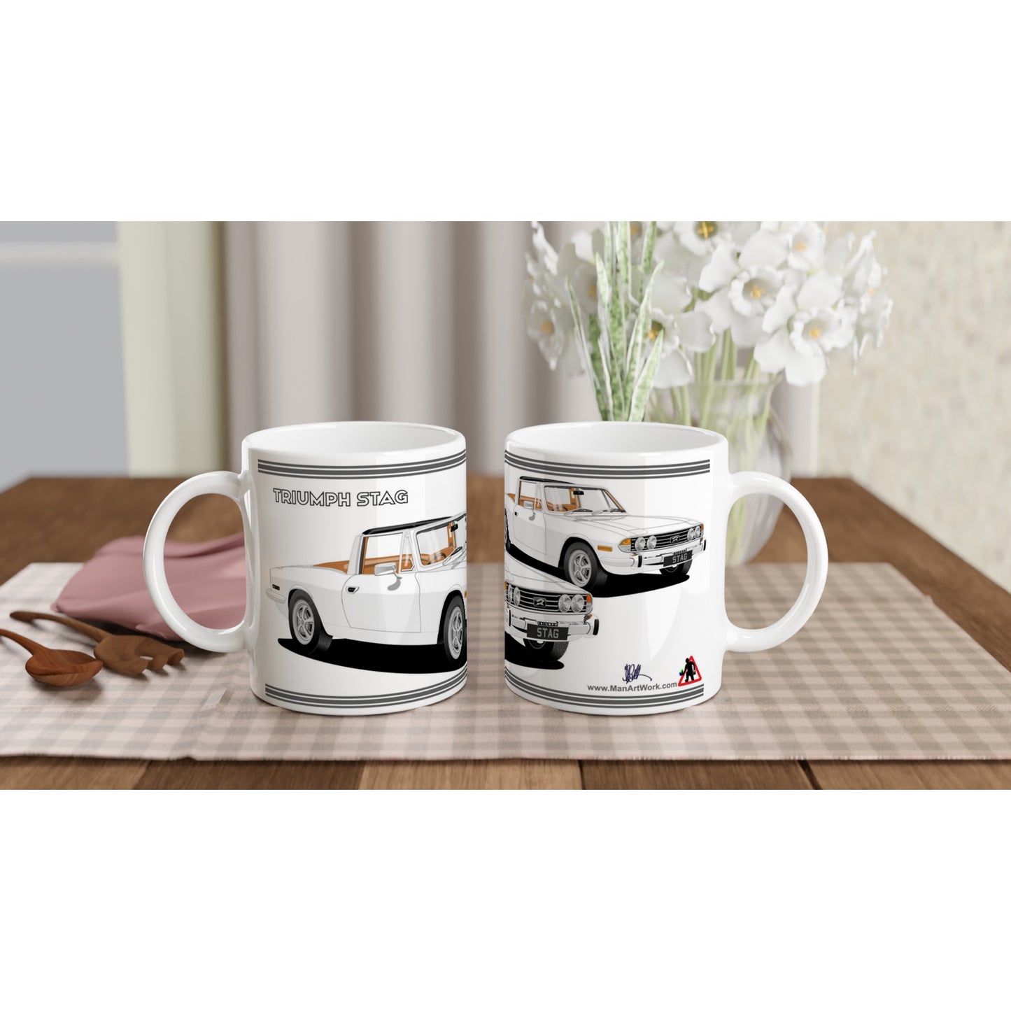 Triumph Stag White and Tan Car Mug