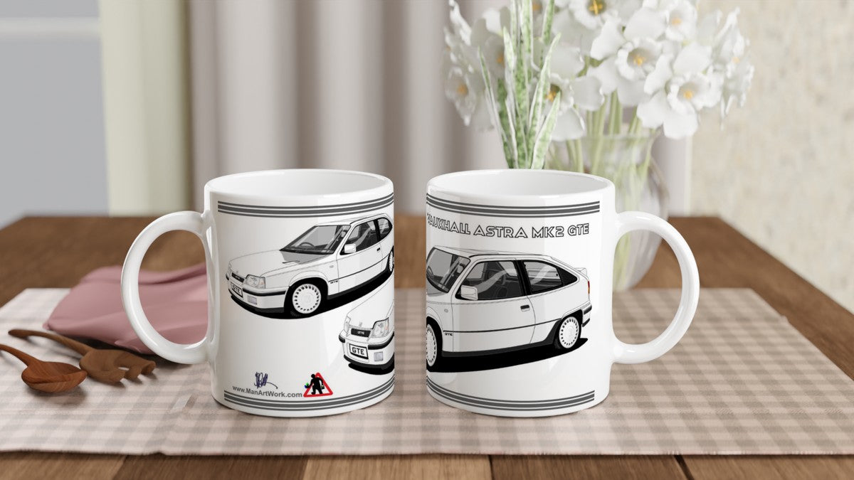 Vauxhall Astra Mk2 white art Mug