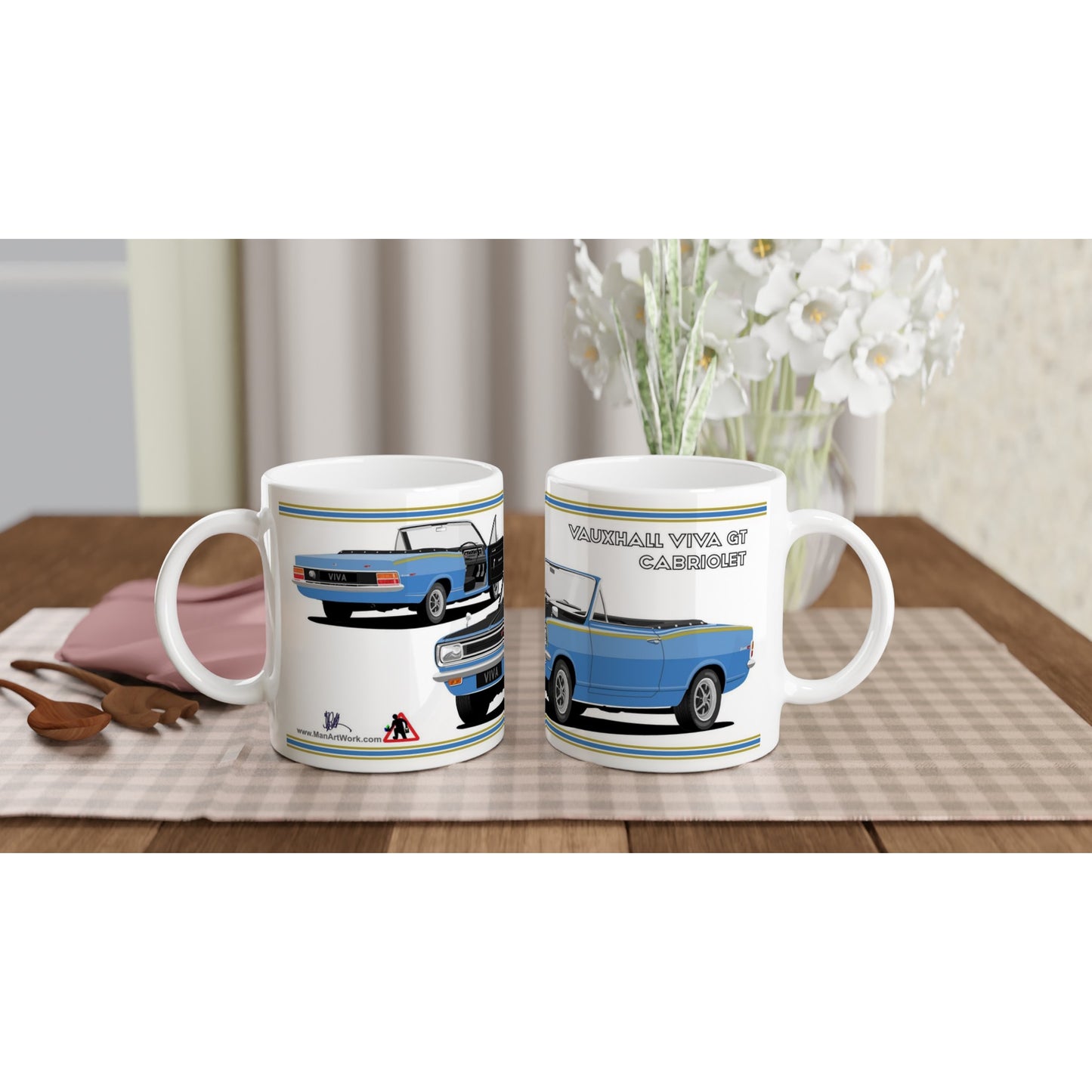 Vauxhall Viva HB GT Mk2 Cabriolet in Blue with Rostyles wheels Art Mug