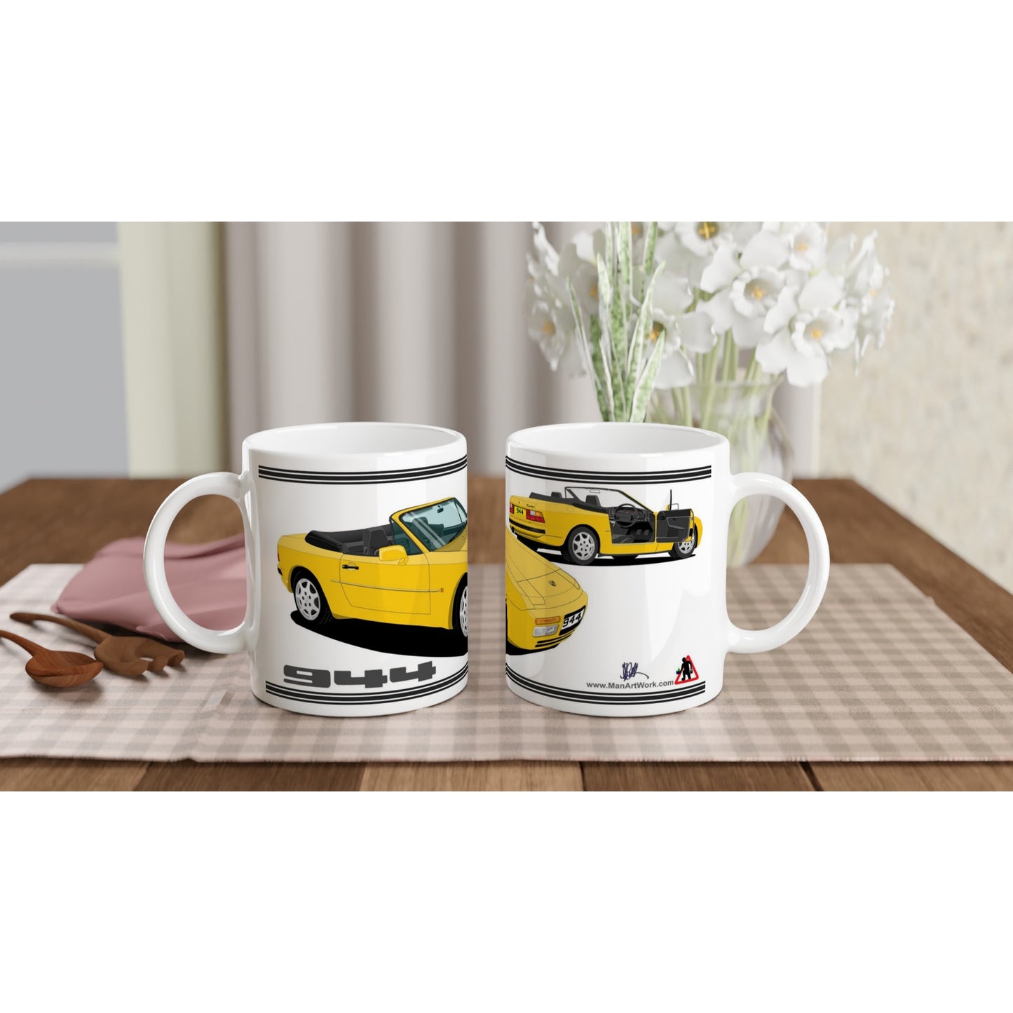Porsche 944 MK2 Cabriolet in Yellow Art Mug