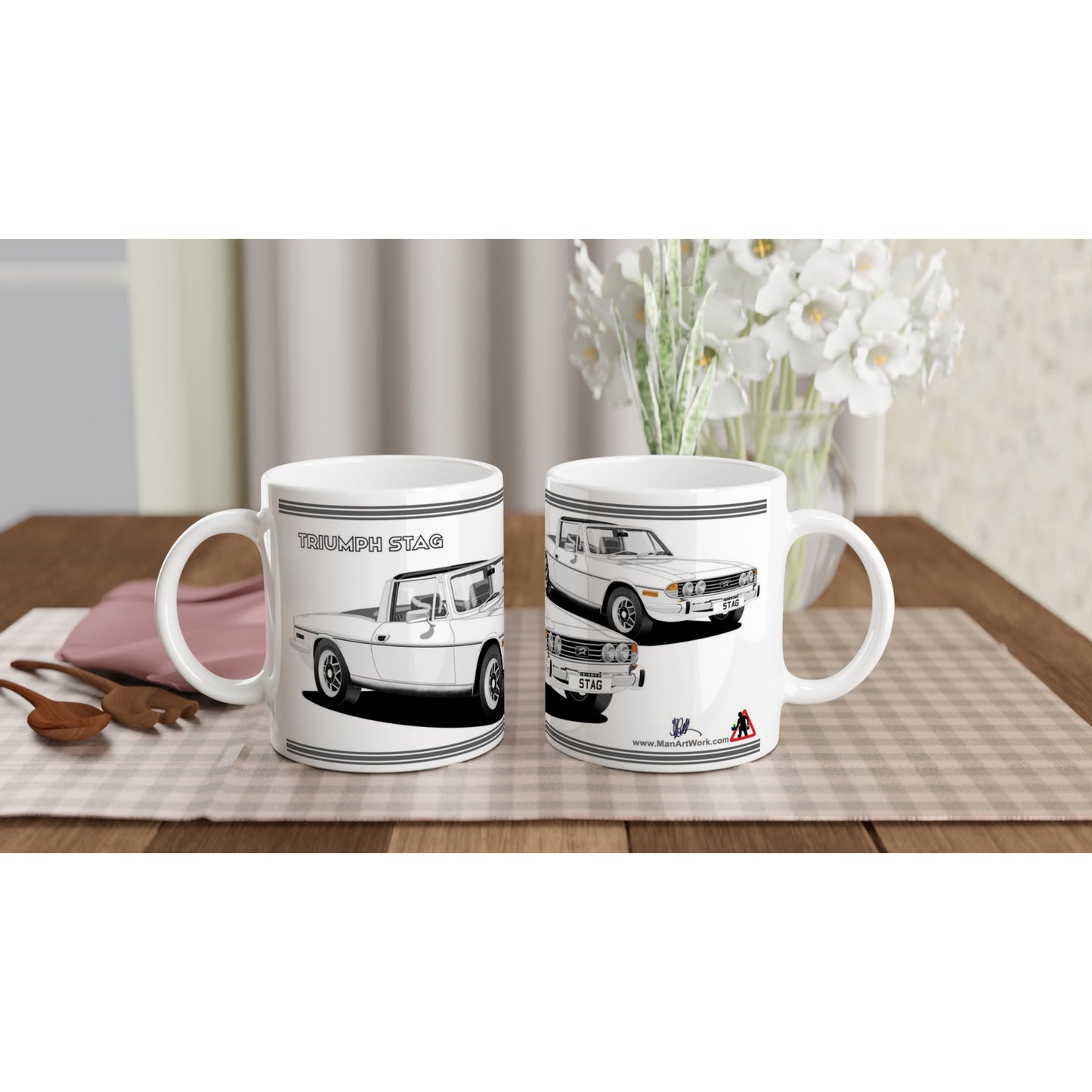 Triumph Stag White and Black 76-77 Car Mug