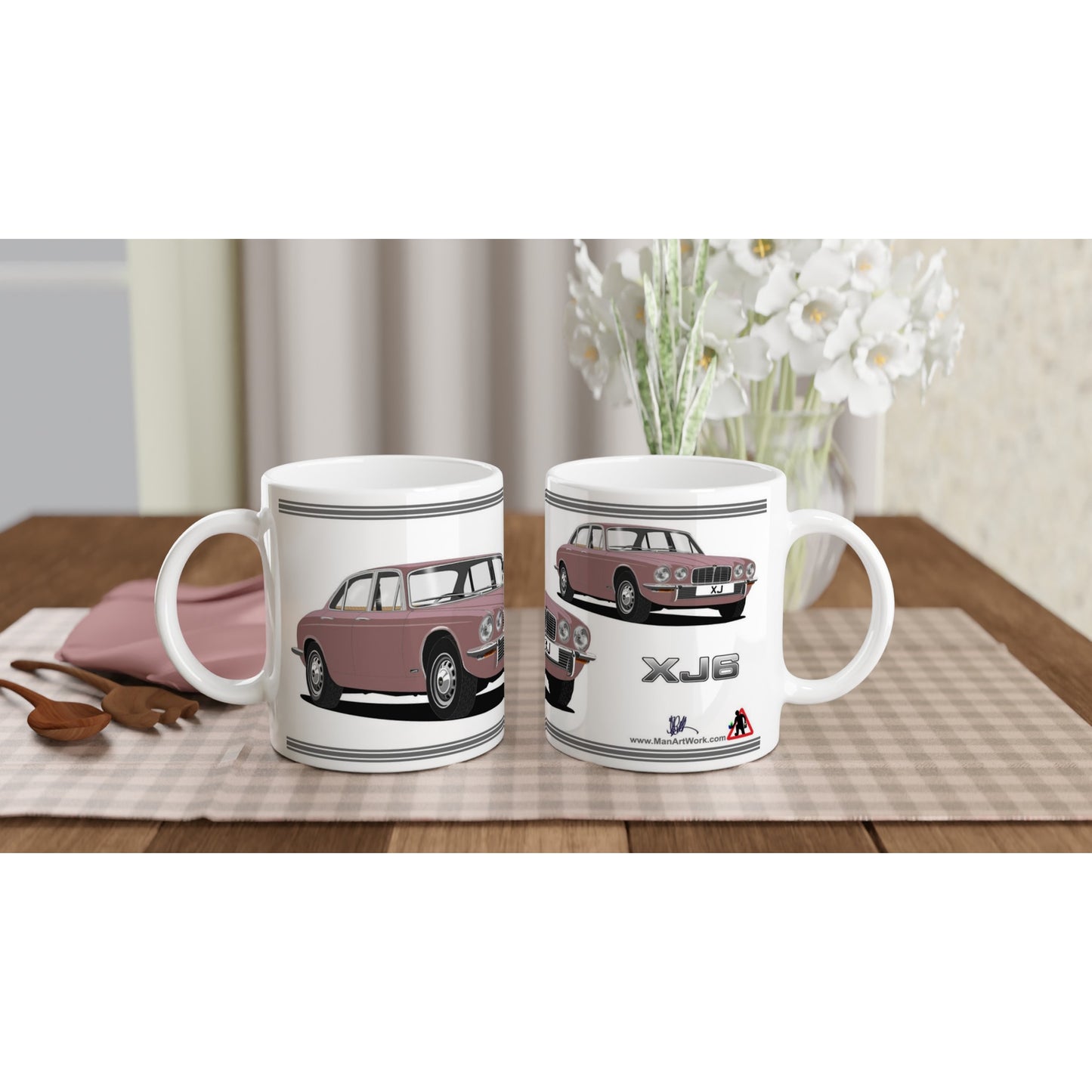 Jaguar XJ6 Mk2 in Pink Art Mug